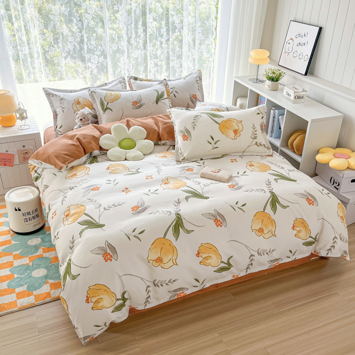 91家纺网 家纺一手货源 找家纺 世爵 2026春夏新款亲肤磨毛印花四件套 郁金香