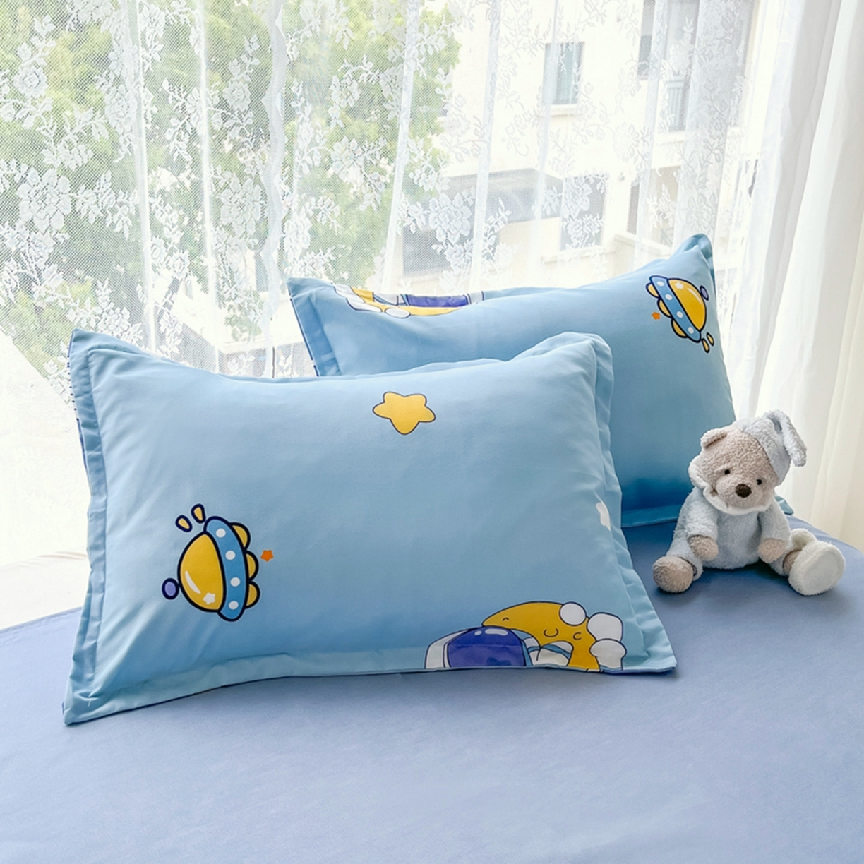 91家纺网 家纺一手货源 找家纺 世爵 2026春夏新款亲肤磨毛印花四件套 宇宙星光