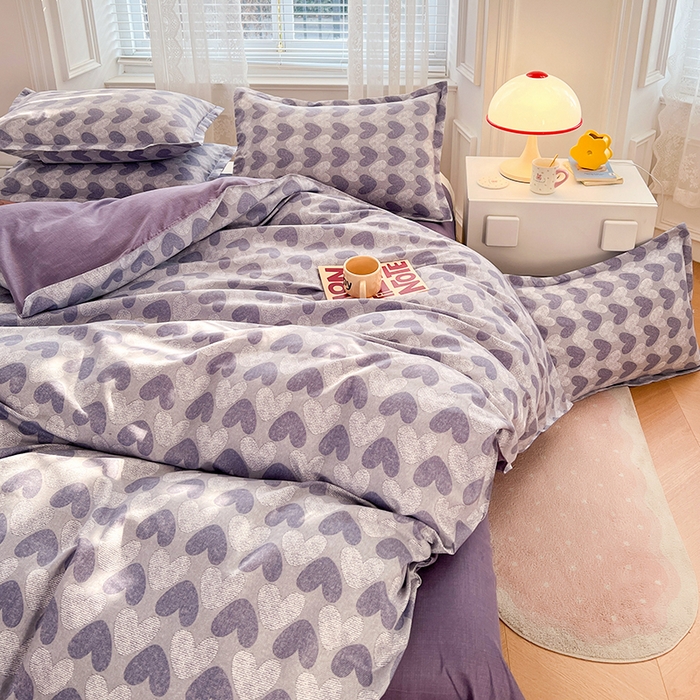 91家纺网 家纺一手货源 找家纺 世爵 2026春夏新款亲肤磨毛印花四件套 心海