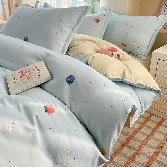 世爵 2026春夏新款亲肤磨毛印花四件套 小草莓 兰