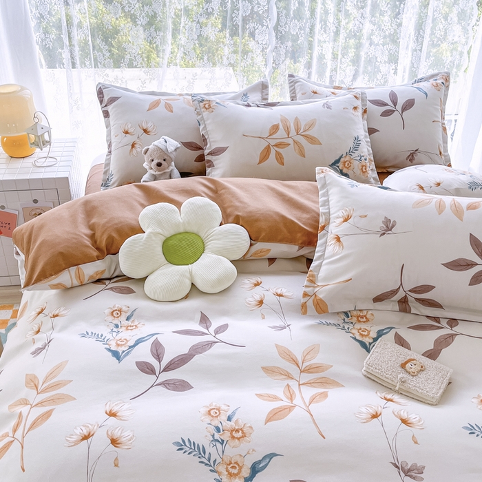 91家纺网 家纺一手货源 找家纺 世爵 2026春夏新款亲肤磨毛印花四件套 染秋棠