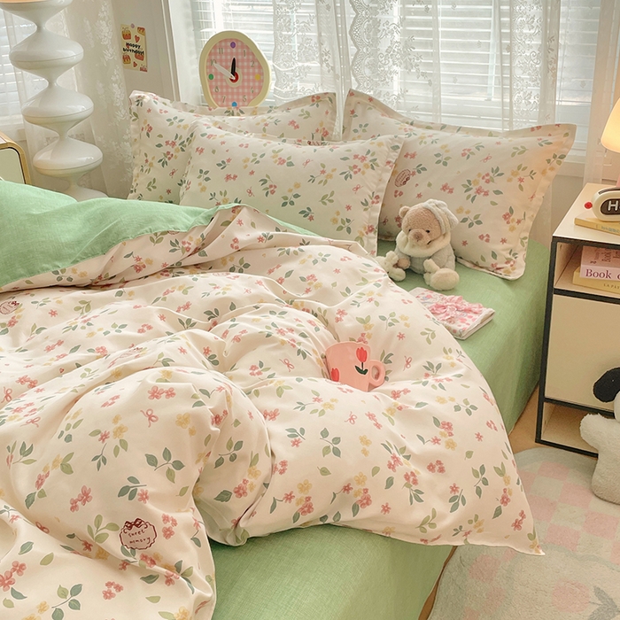 91家纺网 家纺一手货源 找家纺 世爵 2026春夏新款亲肤磨毛印花四件套 甜美庄园