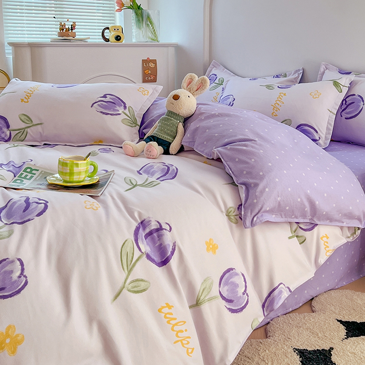 91家纺网 家纺一手货源 找家纺 世爵 2026春夏新款亲肤磨毛印花四件套 郁金花海