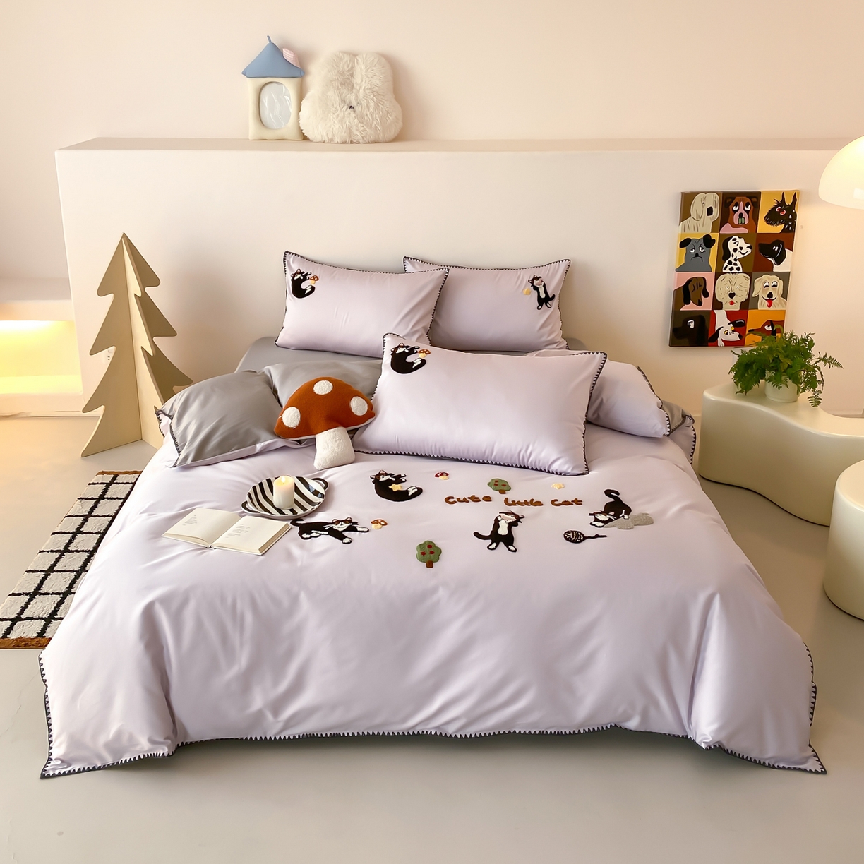 91家纺网 家纺一手货源 找家纺 FORTWO家纺原创设计（FOR TWO家纺） 2026新款50长绒棉纯棉双针毛巾绣四件套【（券前）基础价不低于小号268元，中号348元，大号388元 床笠加10元】 顽皮猫