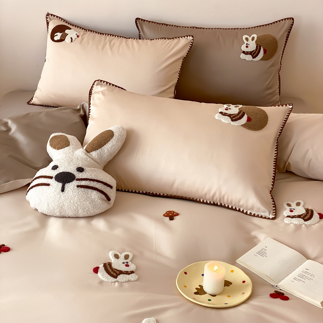 91家纺网 家纺一手货源 找家纺 FORTWO家纺原创设计（FOR TWO家纺） 2026新款50长绒棉纯棉双针毛巾绣四件套【（券前）基础价不低于小号268元，中号348元，大号388元 床笠加10元】 大耳兔