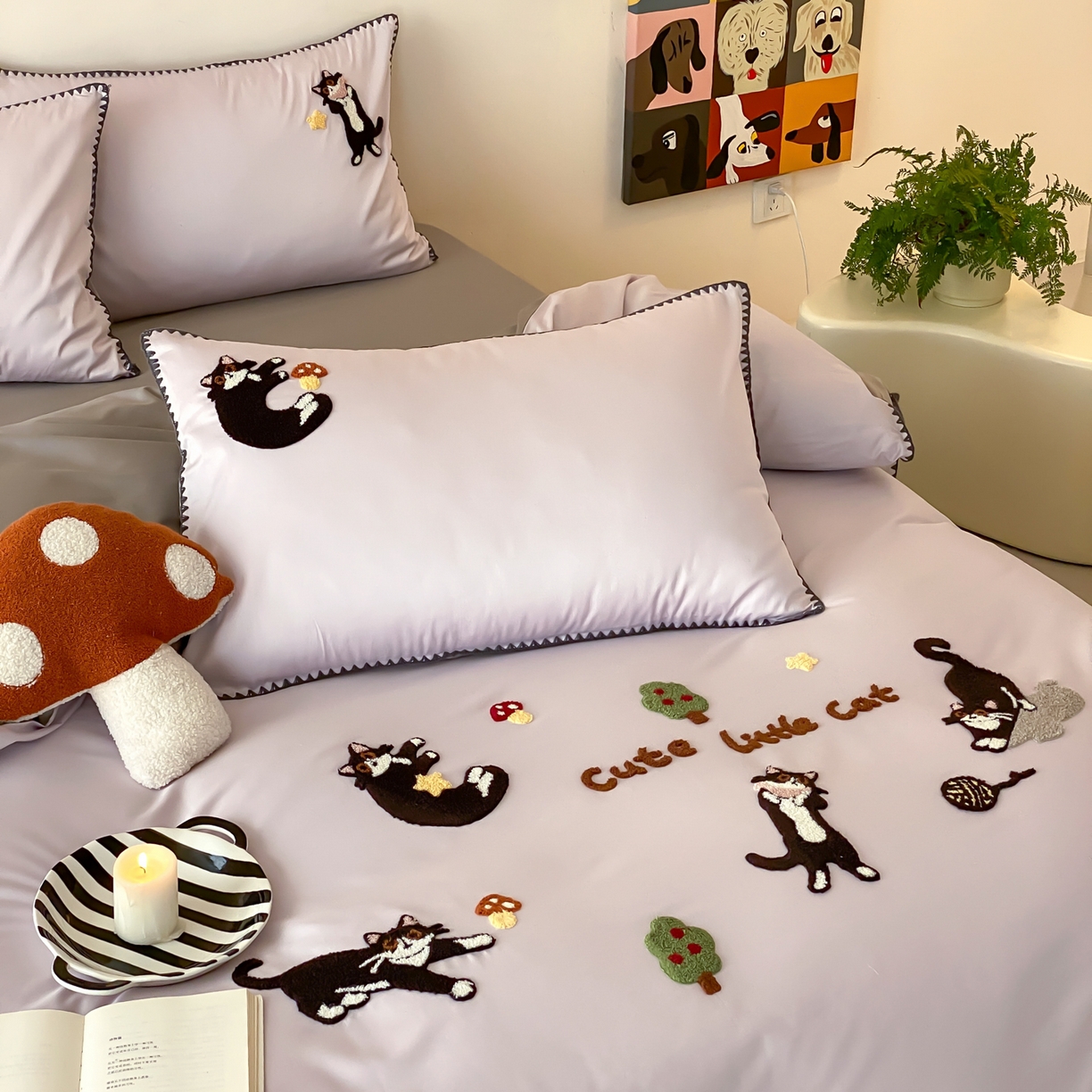 91家纺网 家纺一手货源 找家纺 FORTWO家纺原创设计（FOR TWO家纺） 2026新款50长绒棉纯棉双针毛巾绣四件套【（券前）基础价不低于小号268元，中号348元，大号388元 床笠加10元】 顽皮猫