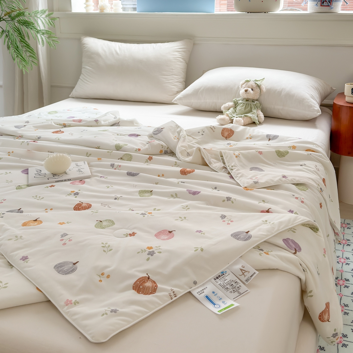 91家纺网 家纺一手货源 找家纺 雯雨家纺 2026新款A类凉感丝夏被夏凉被空调被 彩色南瓜