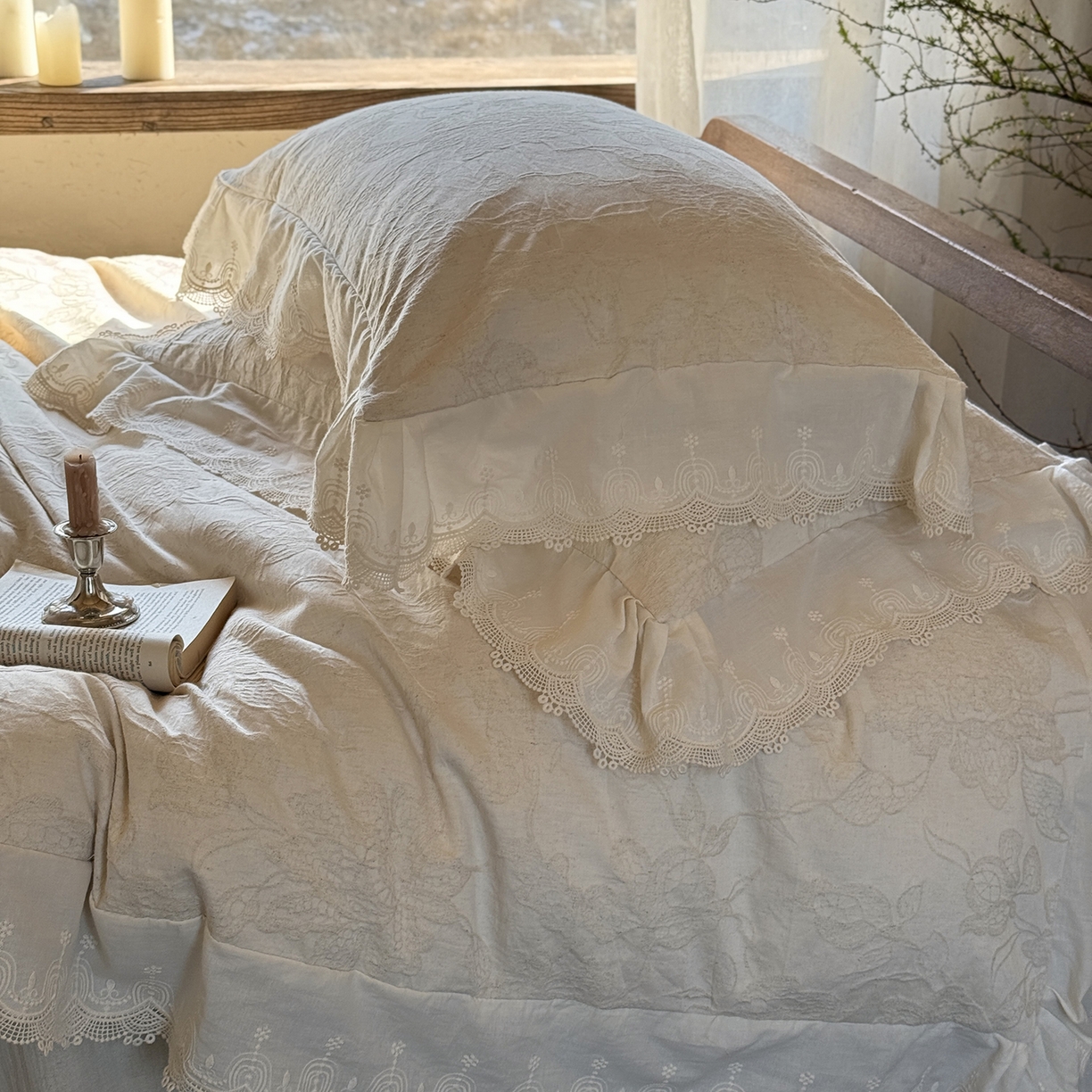 91家纺网 家纺一手货源 找家纺 MIU缪家居 2026新款色织提花棉麻四件套-月光织锦 本色