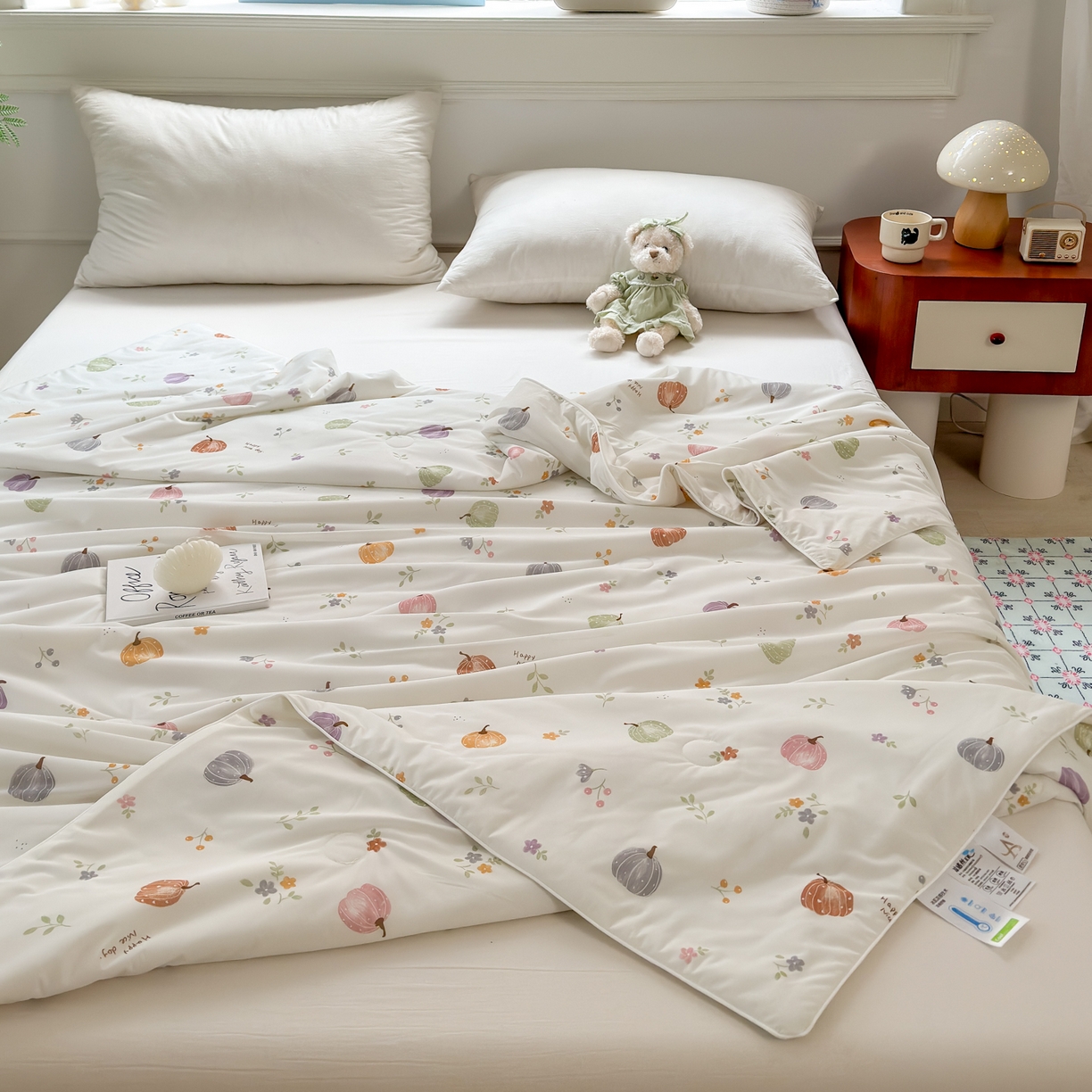 91家纺网 家纺一手货源 找家纺 雯雨家纺 2026新款A类凉感丝夏被夏凉被空调被 彩色南瓜