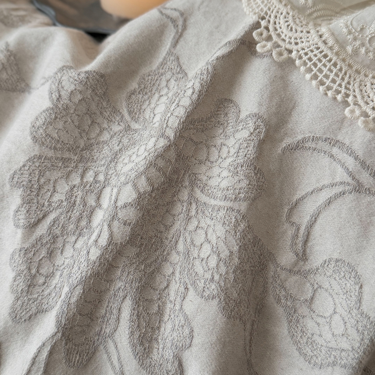 91家纺网 家纺一手货源 找家纺 MIU缪家居 2026新款色织提花棉麻四件套-月光织锦 灰色
