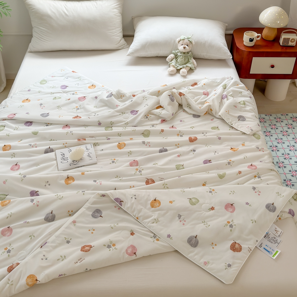 91家纺网 家纺一手货源 找家纺 雯雨家纺 2026新款A类凉感丝夏被夏凉被空调被 彩色南瓜