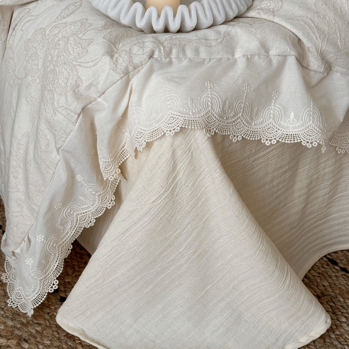 91家纺网 家纺一手货源 找家纺 MIU缪家居 2026新款色织提花棉麻四件套-月光织锦 本色