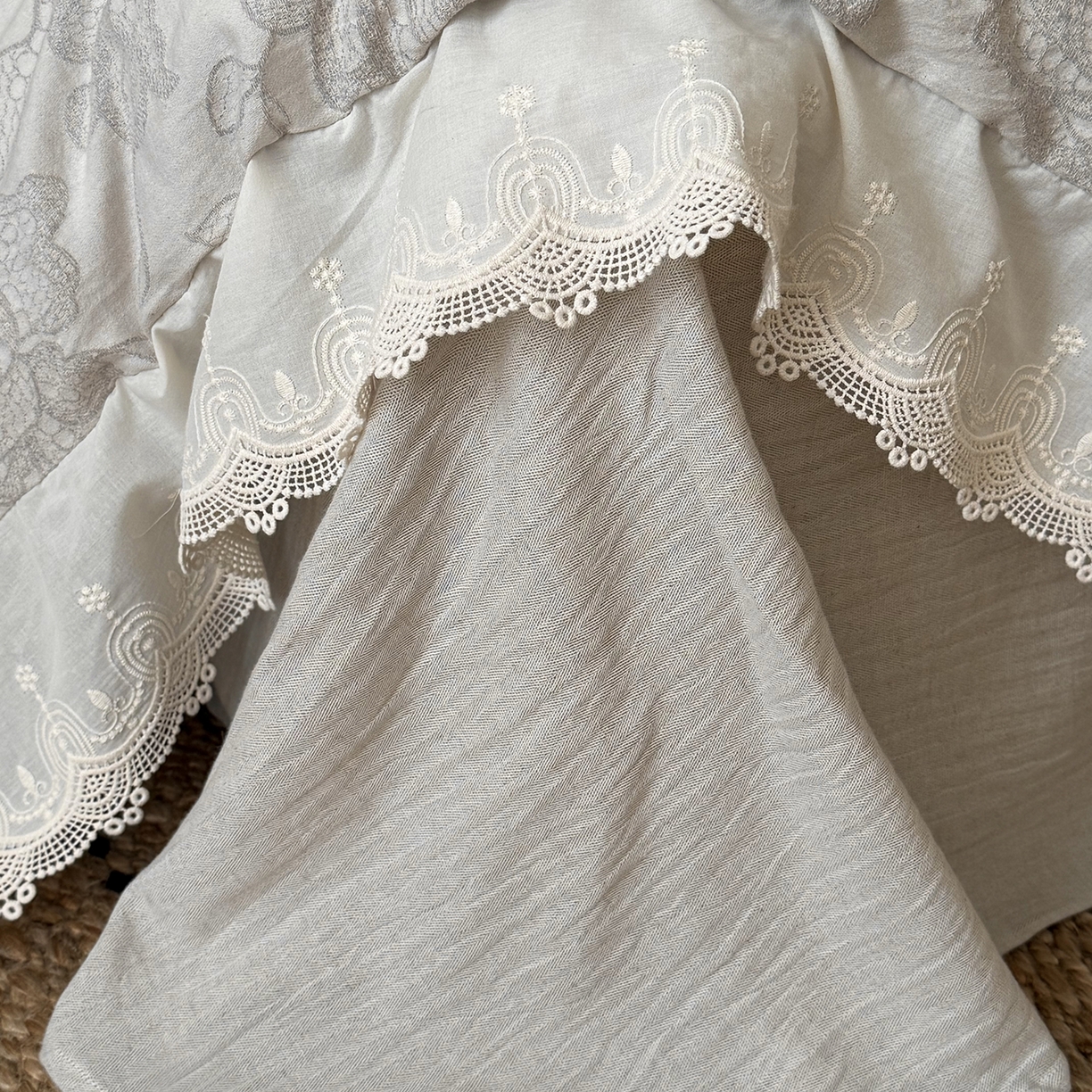 91家纺网 家纺一手货源 找家纺 MIU缪家居 2026新款色织提花棉麻四件套-月光织锦 灰色