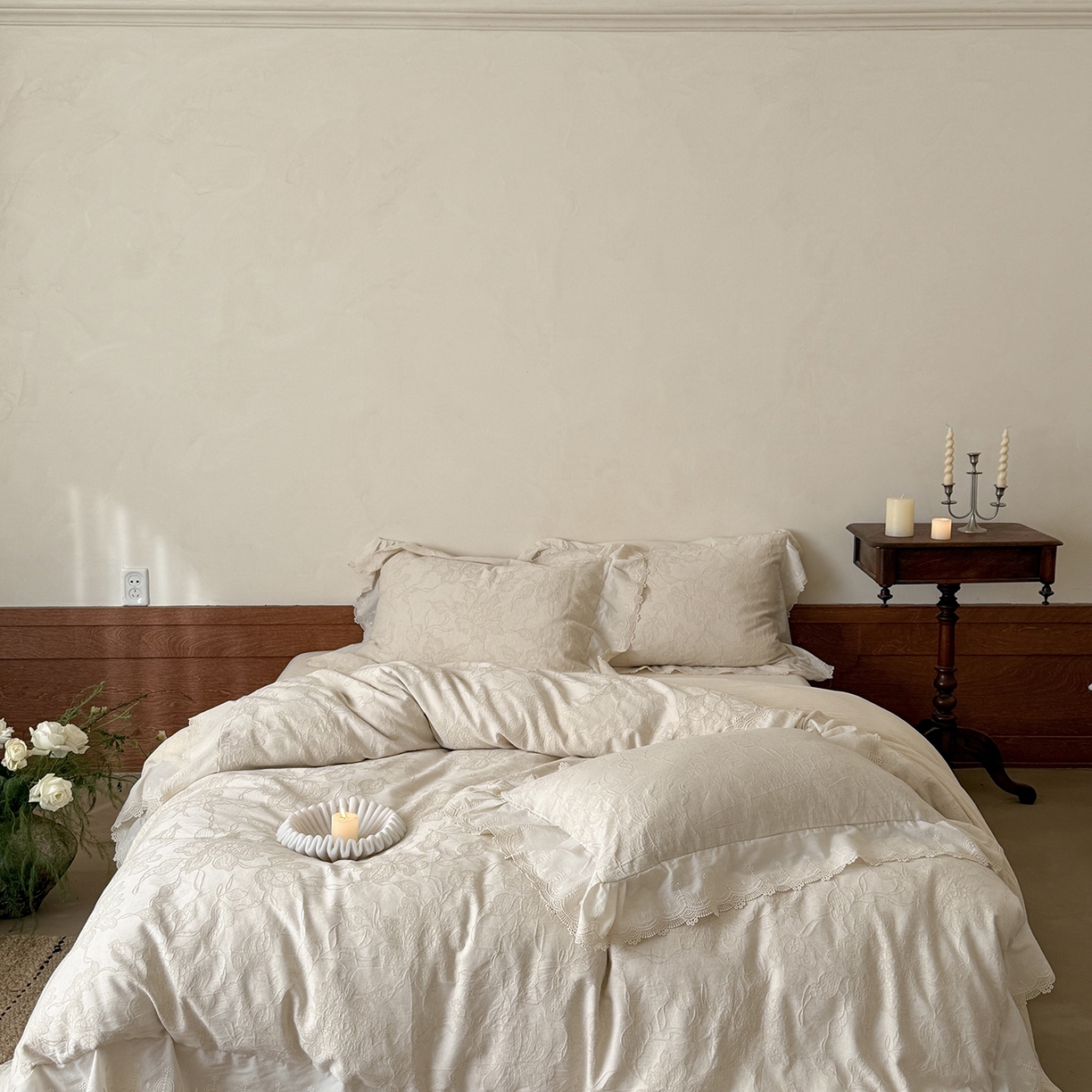 91家纺网 家纺一手货源 找家纺 MIU缪家居 2026新款色织提花棉麻四件套-月光织锦 本色