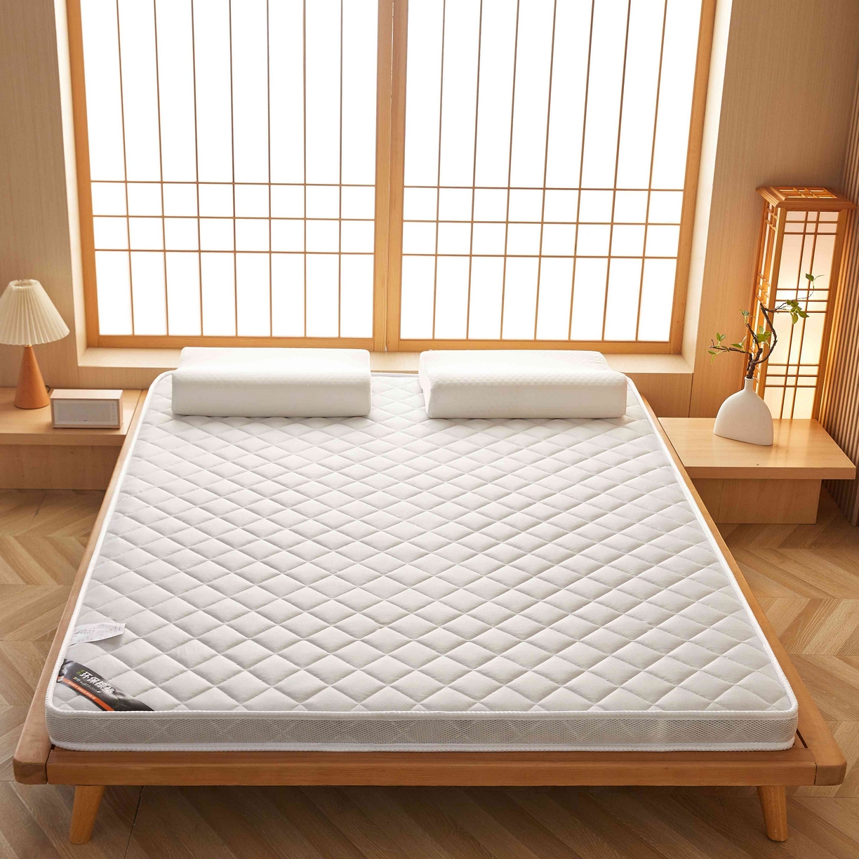 91家纺网 家纺一手货源 找家纺 时奥家纺 2026新款3E环保椰棕乳胶床垫-云梦白 3cm棕+1cm乳胶(5cm)