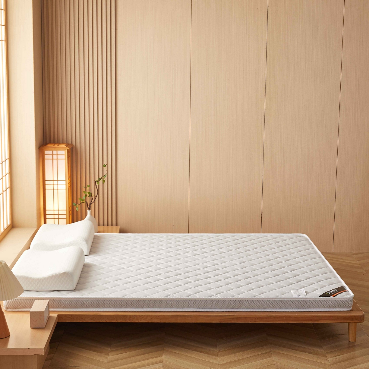 91家纺网 家纺一手货源 找家纺 时奥家纺 2026新款3E环保椰棕乳胶床垫-云梦白 5cm棕+2cm乳胶(8cm)