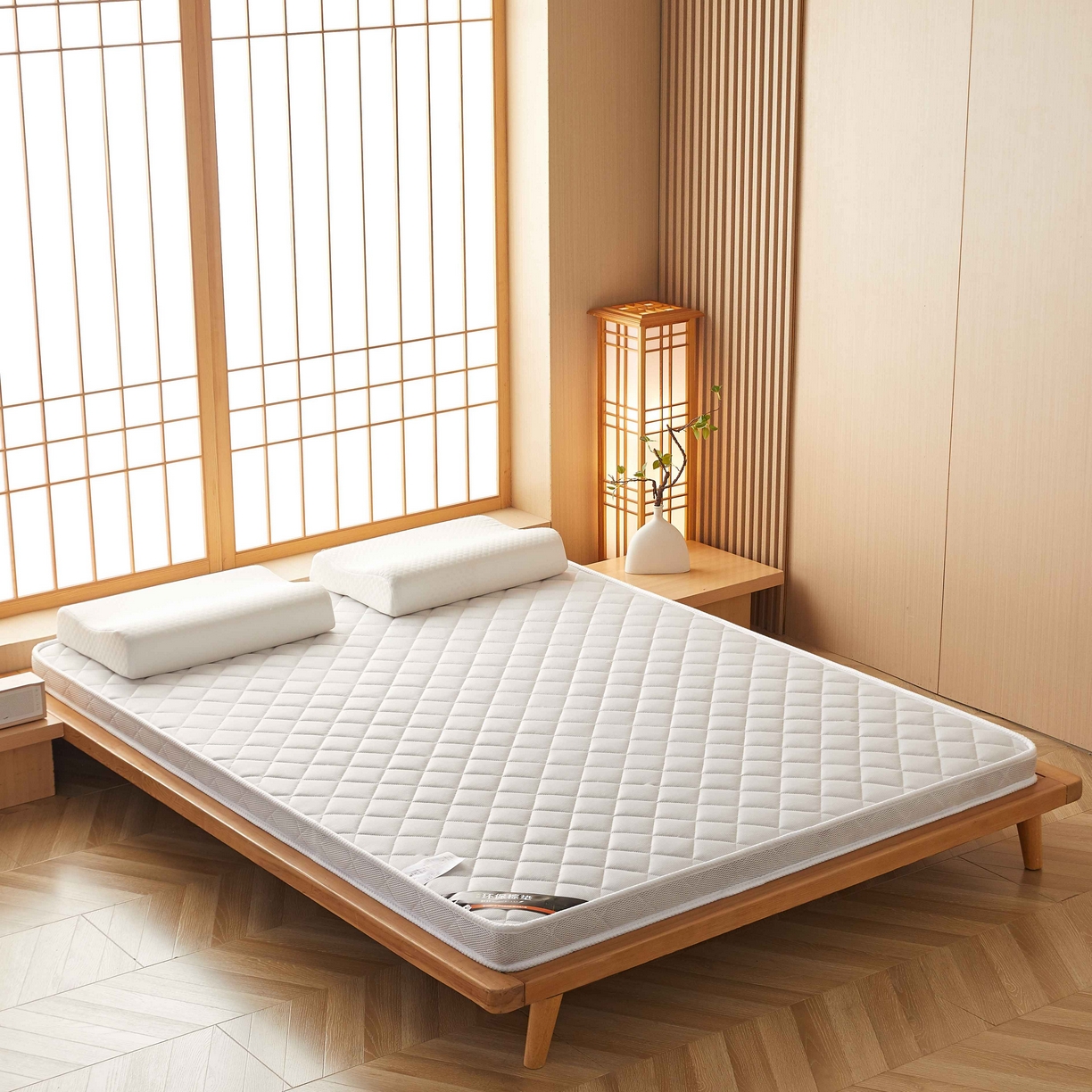 91家纺网 家纺一手货源 找家纺 时奥家纺 2026新款3E环保椰棕乳胶床垫-云梦白 5cm棕+2cm乳胶(8cm)