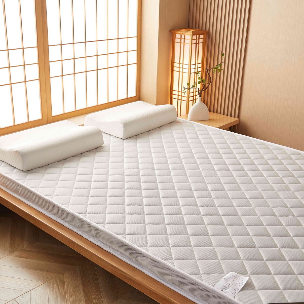 91家纺网 家纺一手货源 找家纺 时奥家纺 2026新款3E环保椰棕乳胶床垫-云梦白 5cm棕+1cm乳胶(7cm)