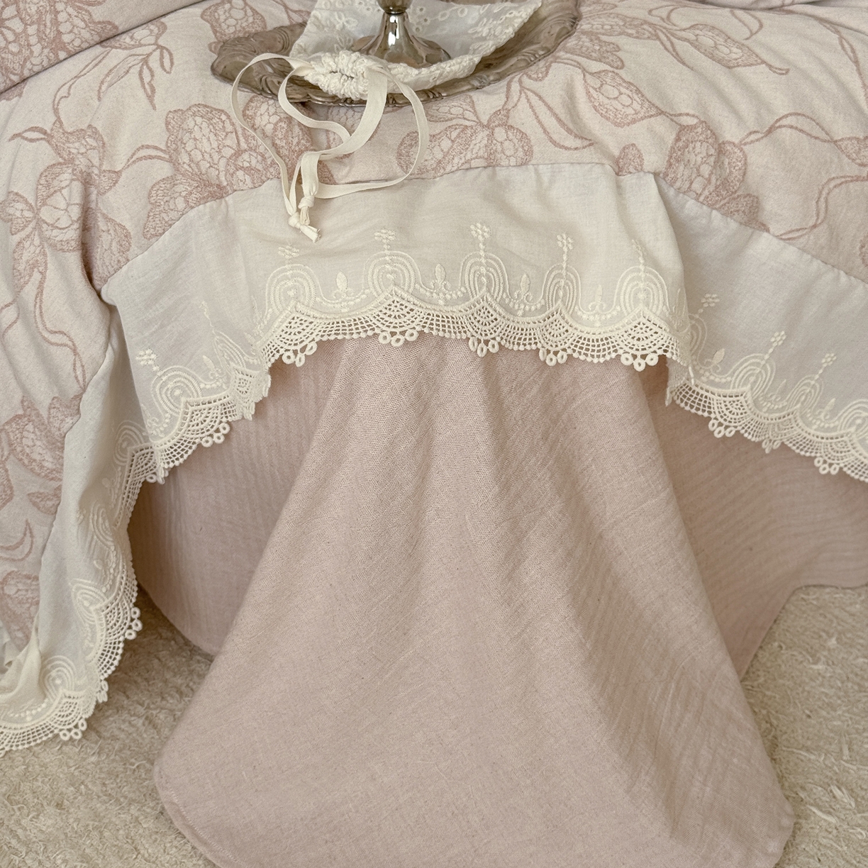 91家纺网 家纺一手货源 找家纺 MIU缪家居 2026新款色织提花棉麻四件套-月光织锦 粉色