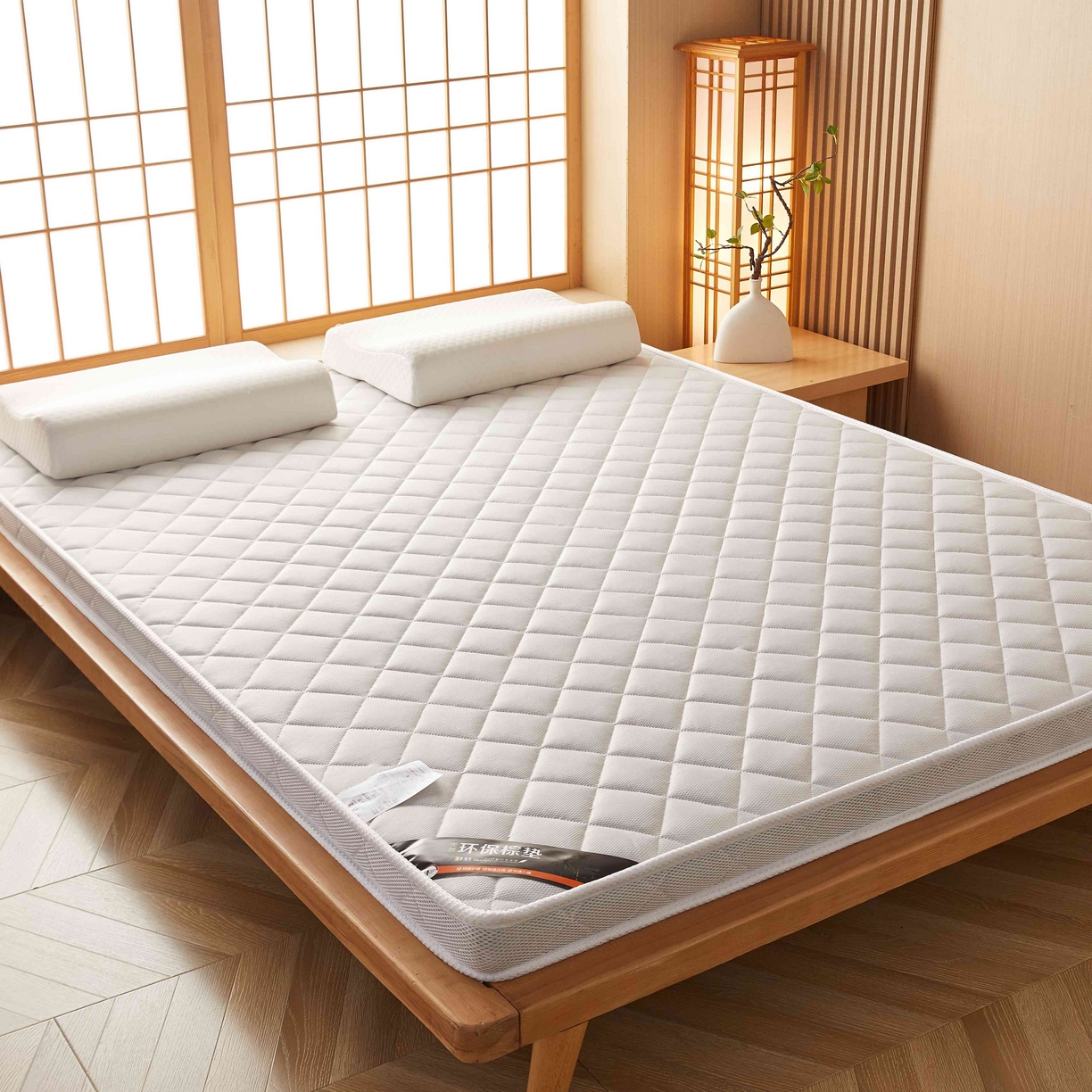 91家纺网 家纺一手货源 找家纺 时奥家纺 2026新款3E环保椰棕乳胶床垫-云梦白 7cm棕+2cm乳胶(10cm)