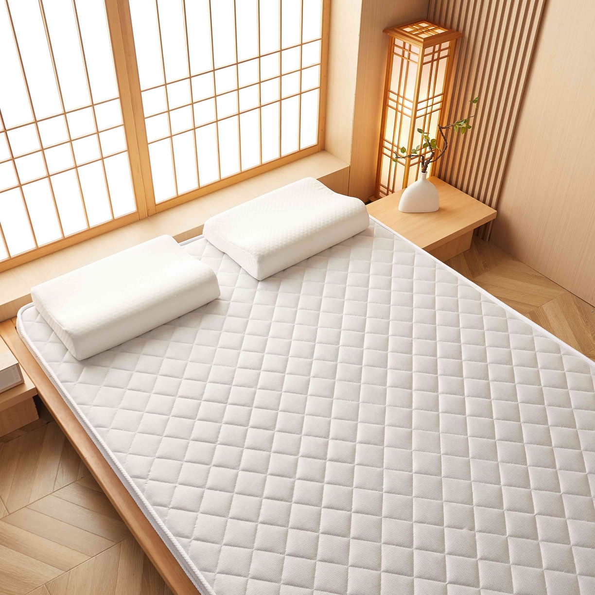 91家纺网 家纺一手货源 找家纺 时奥家纺 2026新款3E环保椰棕乳胶床垫-云梦白 3cm棕(4cm)