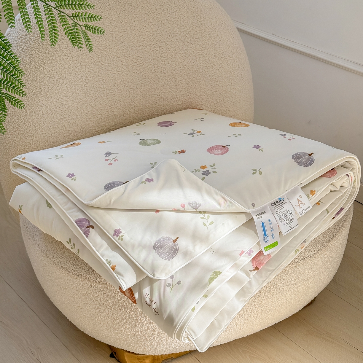 91家纺网 家纺一手货源 找家纺 雯雨家纺 2026新款A类凉感丝夏被夏凉被空调被 彩色南瓜