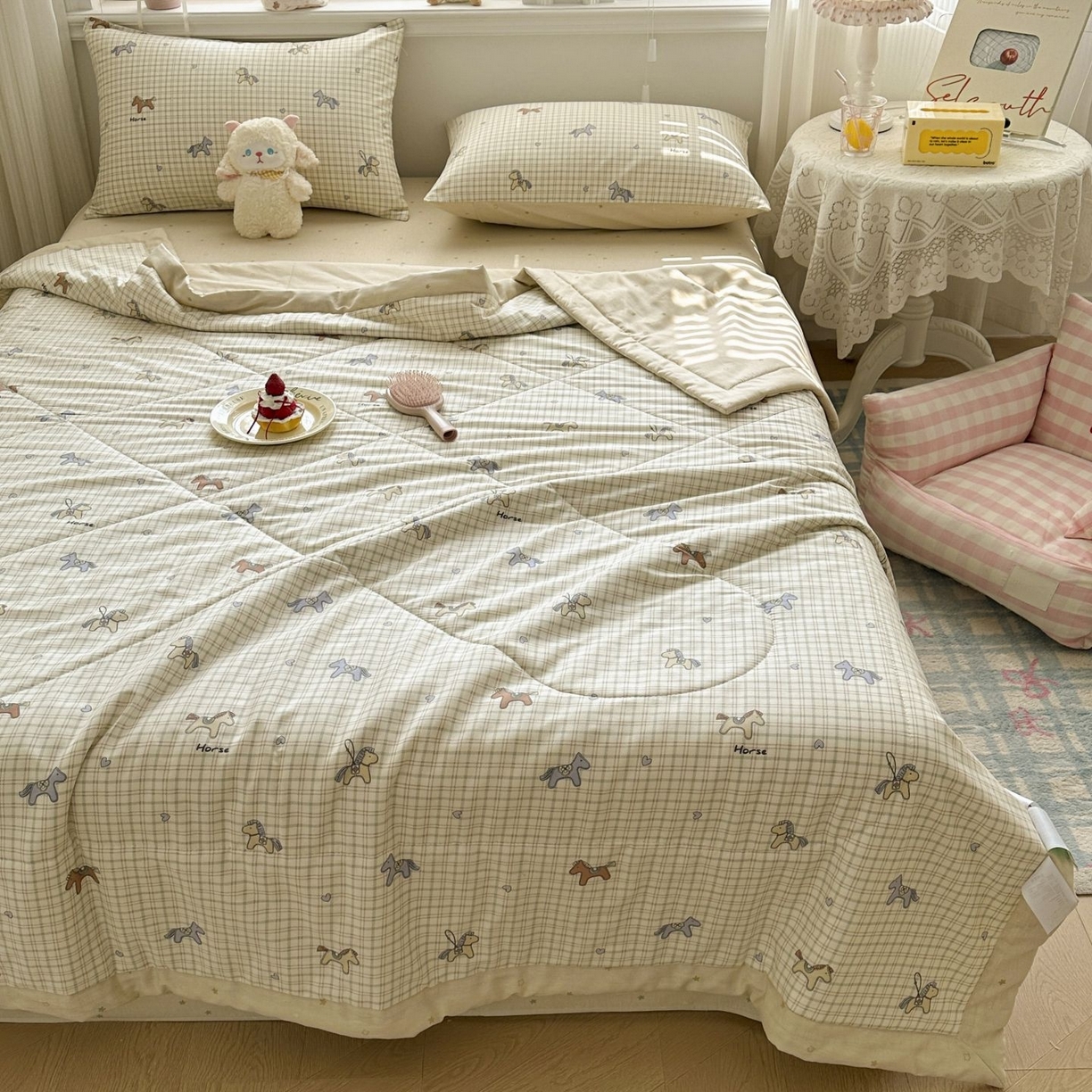 91家纺网 家纺一手货源 找家纺 棉森家纺 2026春夏新款全棉纯棉棉花夏被夏凉被空调被-风格一 马到成功