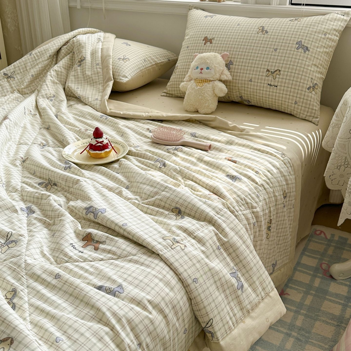 91家纺网 家纺一手货源 找家纺 棉森家纺 2026春夏新款全棉纯棉棉花夏被夏凉被空调被-风格一 马到成功