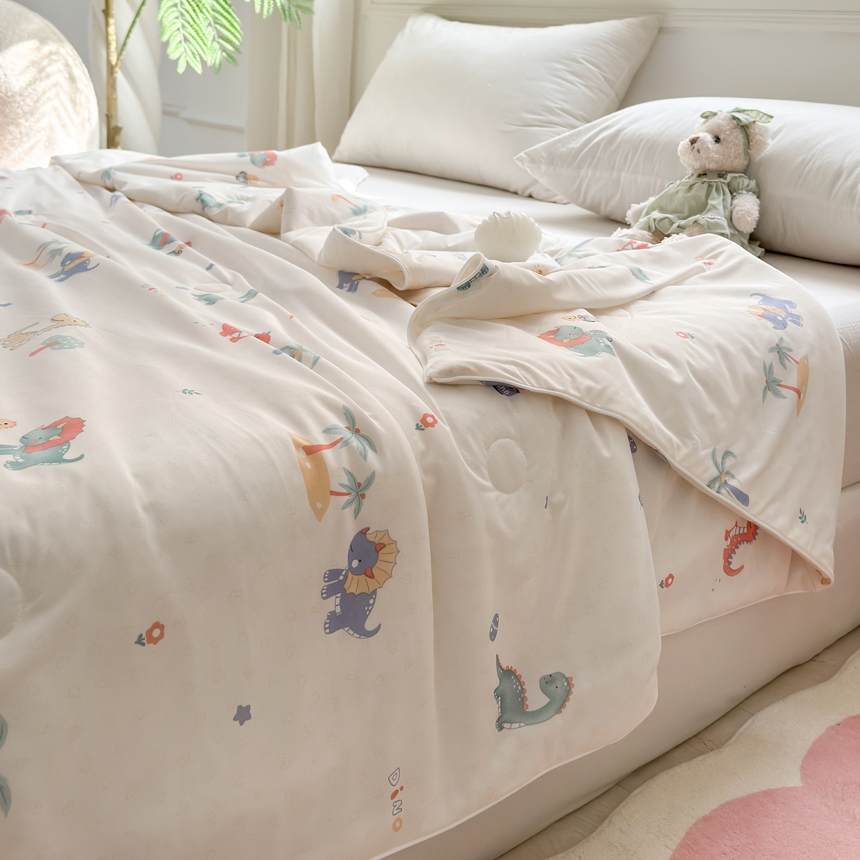 91家纺网 家纺一手货源 找家纺 雯雨家纺 2026新款A类凉感丝夏被夏凉被空调被 假日恐龙