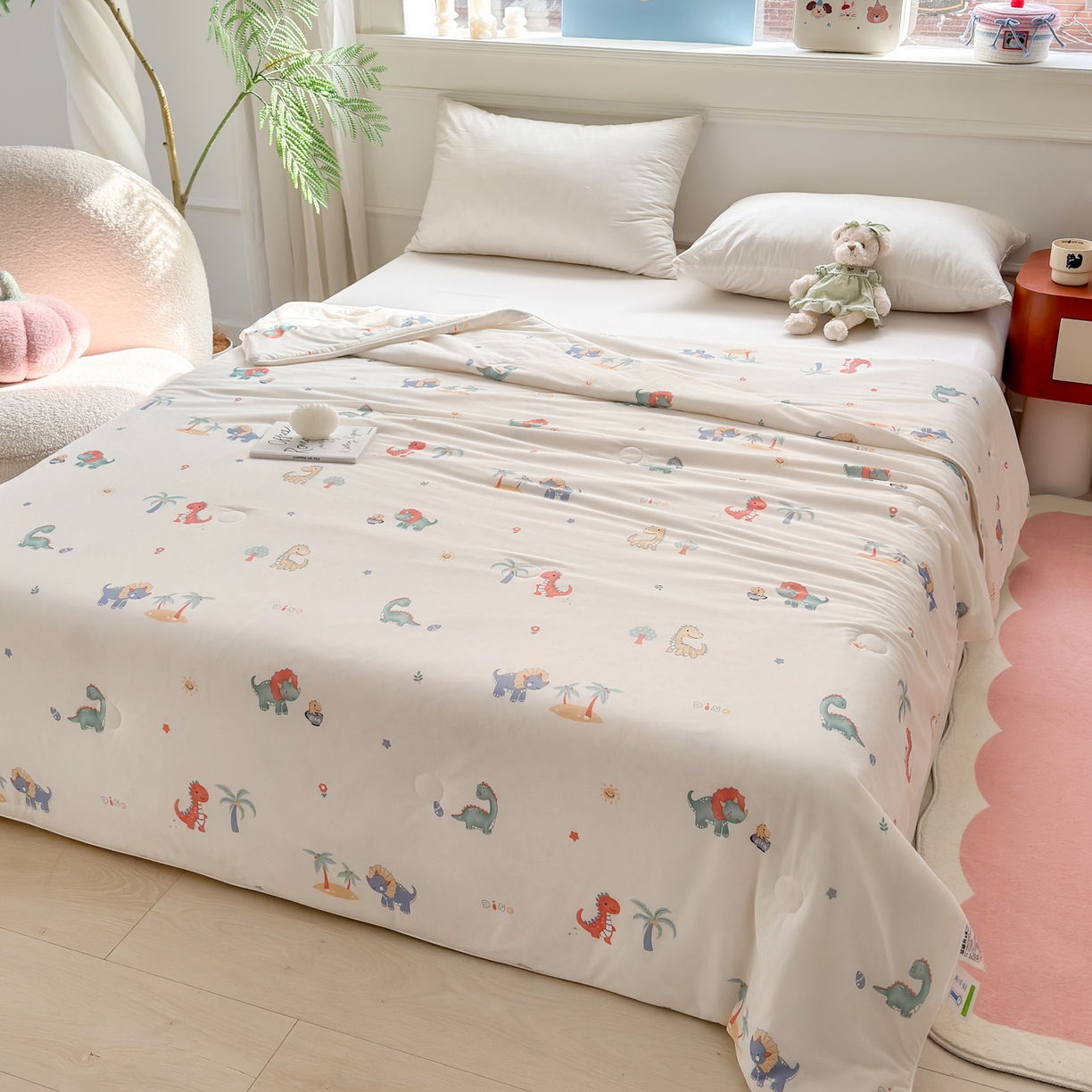 91家纺网 家纺一手货源 找家纺 雯雨家纺 2026新款A类凉感丝夏被夏凉被空调被 假日恐龙