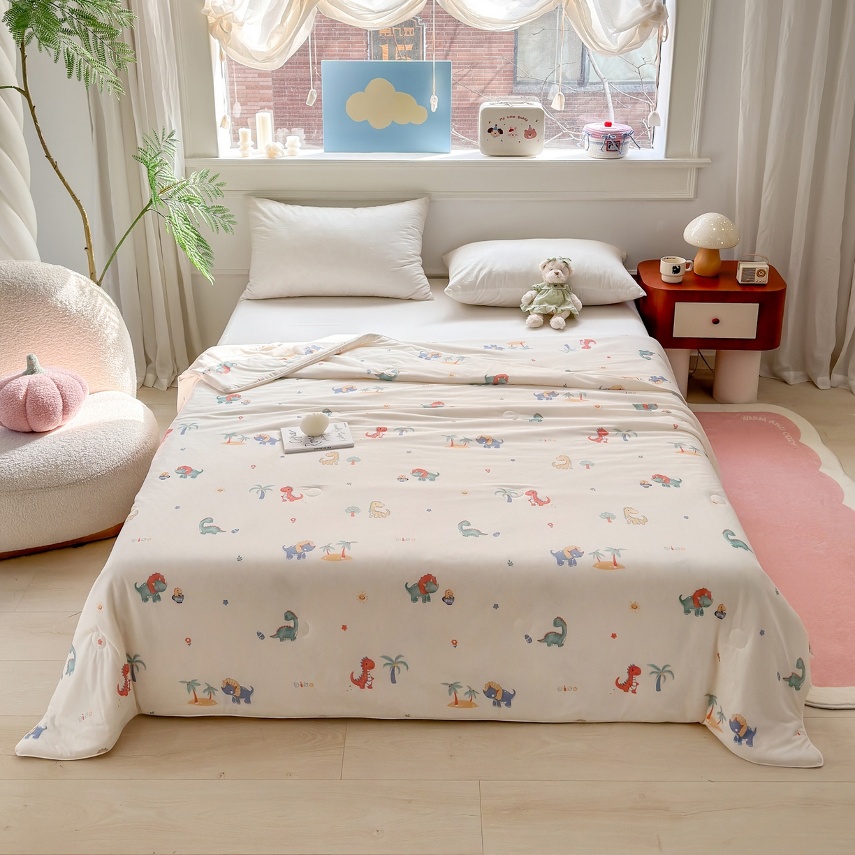 91家纺网 家纺一手货源 找家纺 雯雨家纺 2026新款A类凉感丝夏被夏凉被空调被 假日恐龙