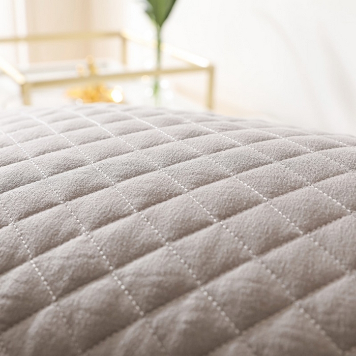 91家纺网 家纺一手货源 找家纺 乐窝家纺仓储 2026外贸跨境爆款 格纹冷灰单边绗绣枕头枕芯 格纹冷灰-单边小灰