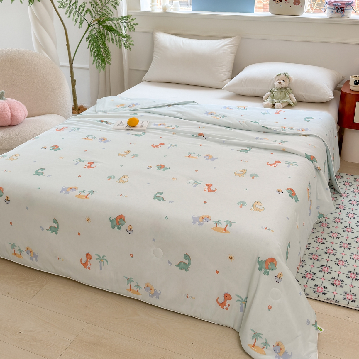 91家纺网 家纺一手货源 找家纺 雯雨家纺 2026新款A类凉感丝夏被夏凉被空调被 恐龙奇遇