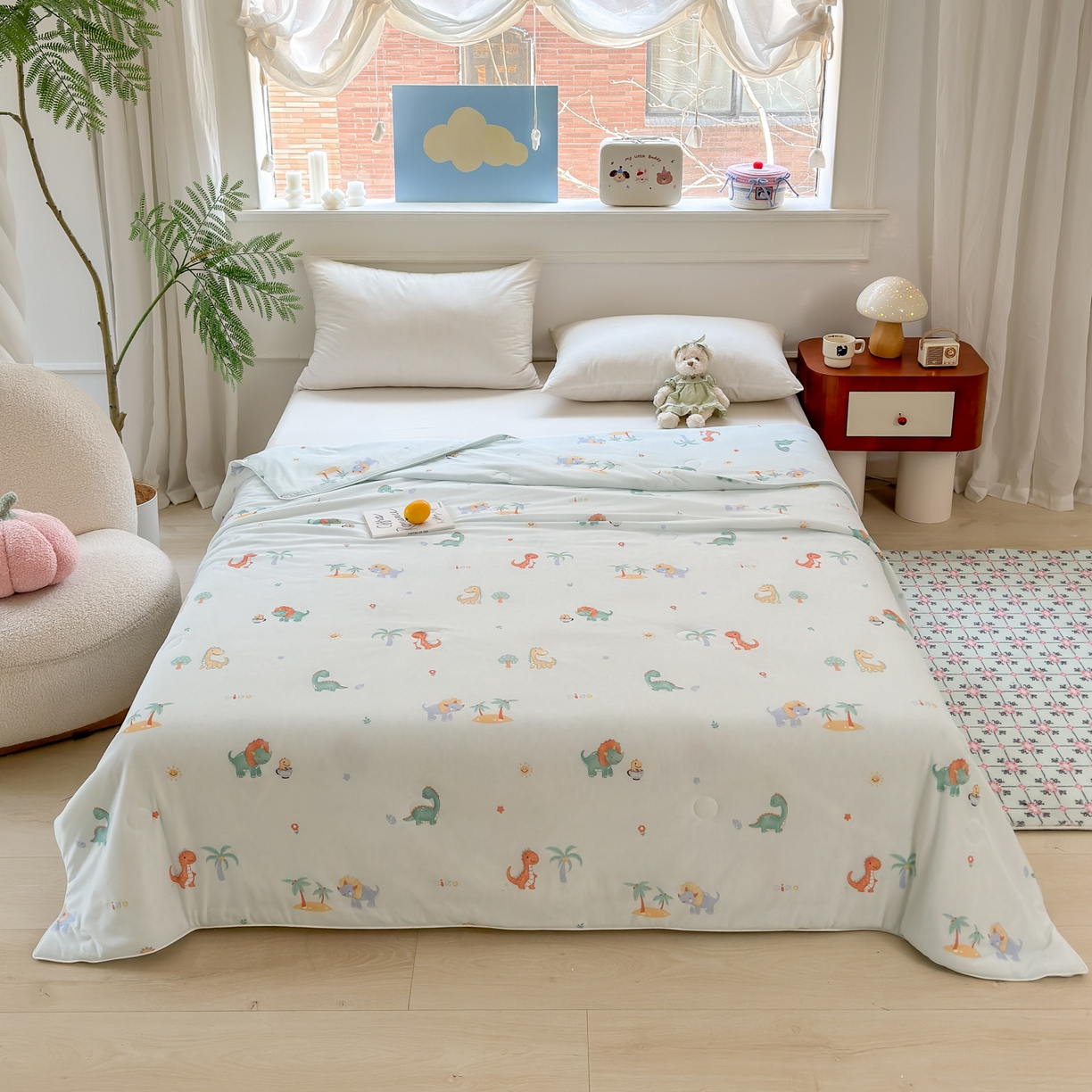 91家纺网 家纺一手货源 找家纺 雯雨家纺 2026新款A类凉感丝夏被夏凉被空调被 恐龙奇遇