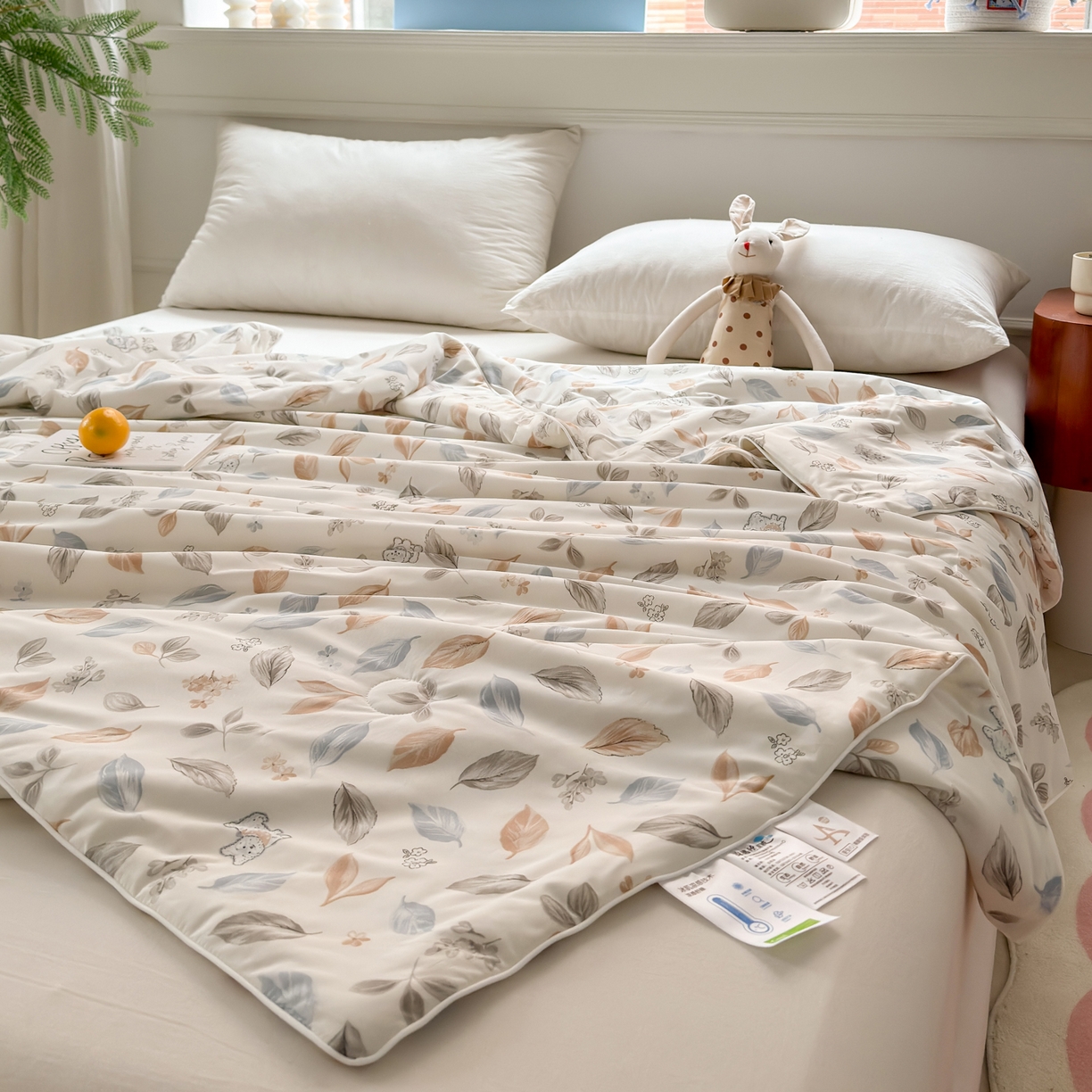 91家纺网 家纺一手货源 找家纺 雯雨家纺 2026新款A类凉感丝夏被夏凉被空调被 林间叶语