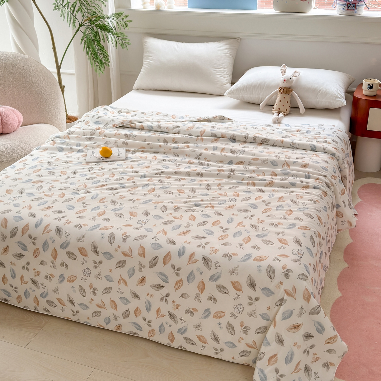 91家纺网 家纺一手货源 找家纺 雯雨家纺 2026新款A类凉感丝夏被夏凉被空调被 林间叶语