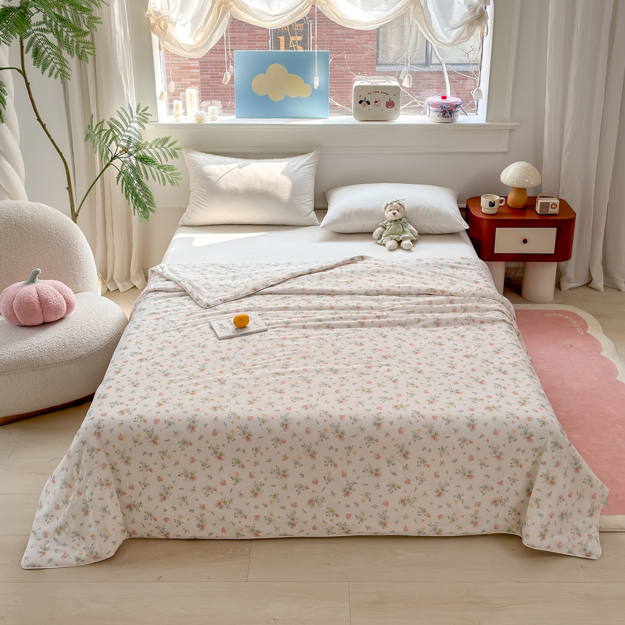 91家纺网 家纺一手货源 找家纺 雯雨家纺 2026新款A类凉感丝夏被夏凉被空调被 莫奈花田