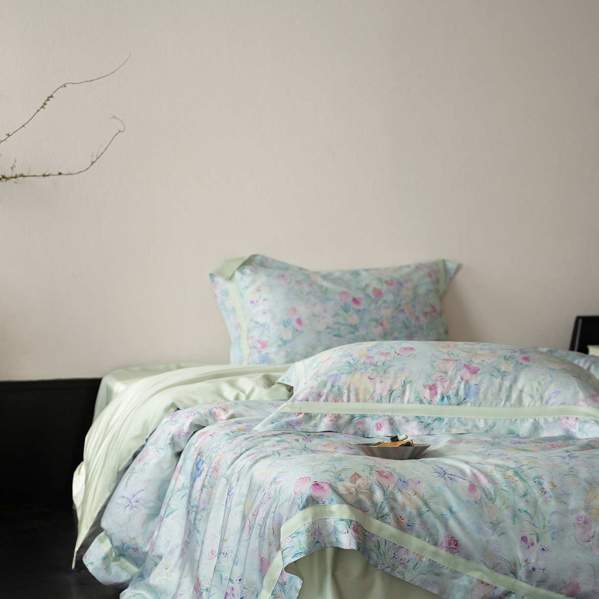 91家纺网 家纺一手货源 找家纺 花时间 2026新款60s天丝棉四件套 （会员减10 参与日常超级立减9折后不低于368/388） 郁见花海-绿