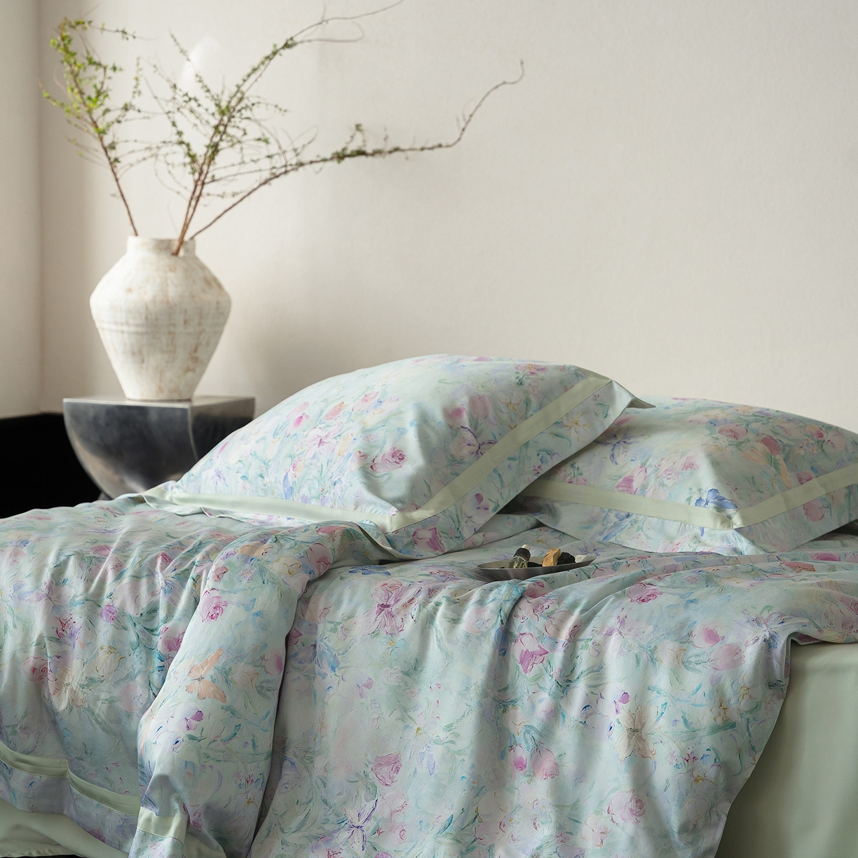 91家纺网 家纺一手货源 找家纺 花时间 2026新款60s天丝棉四件套 （会员减10 参与日常超级立减9折后不低于368/388） 郁见花海-绿