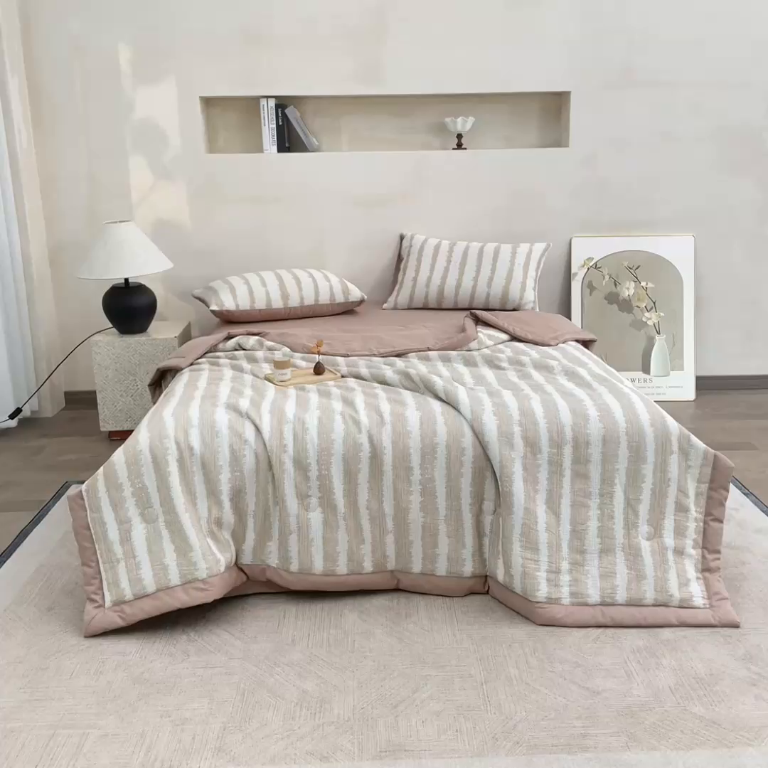 91家纺网 家纺一手货源 找家纺 （总）吾诺家居 2026新款全棉纯棉大提花新疆棉花夏被夏凉被空调被四件套-律动