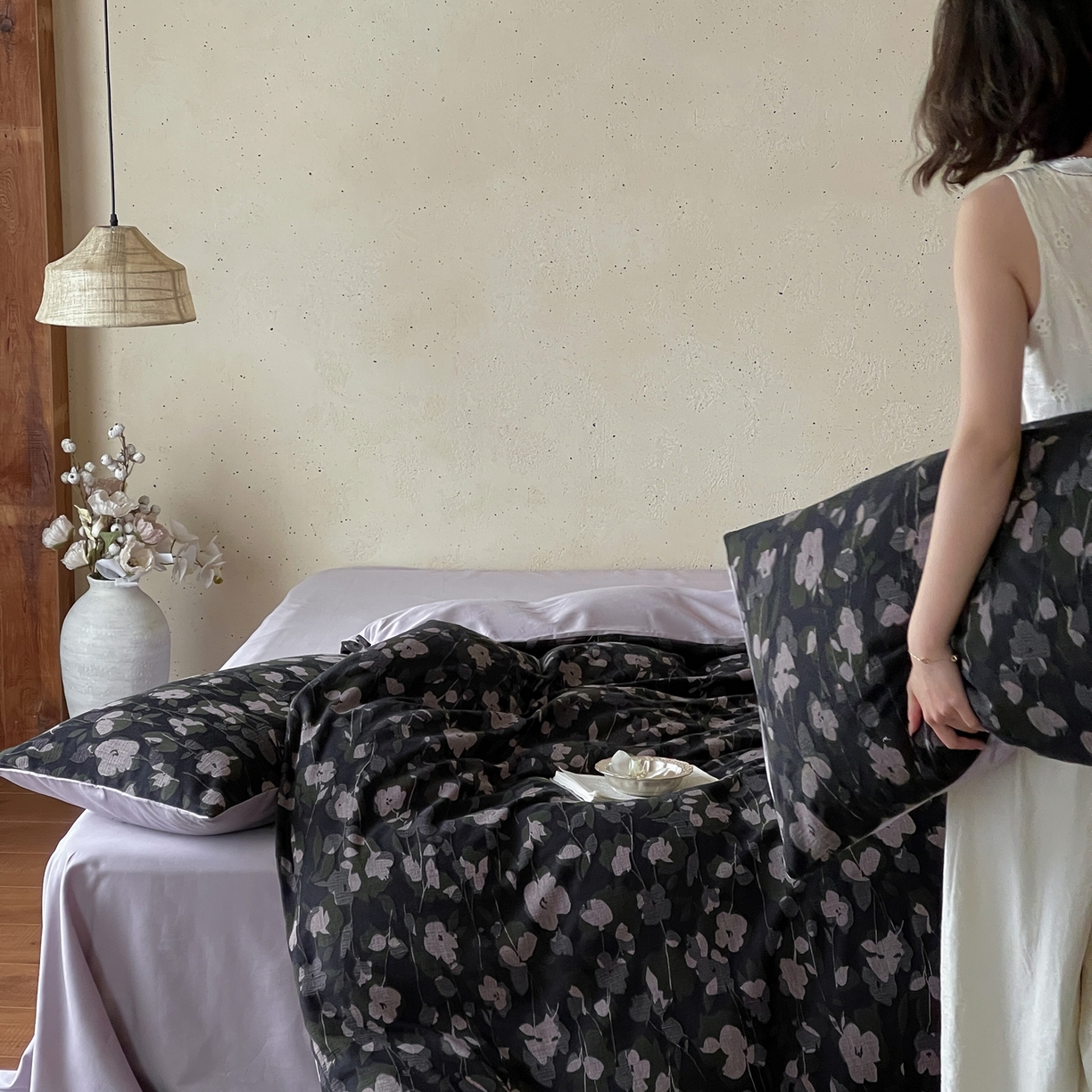 91家纺网 家纺一手货源 找家纺 云上 2026春夏新款全棉纯棉色织大提花四件套-邂逅（控价说明：活动后/券后售价不低于338，（建议参考定价408起） 邂逅-紫