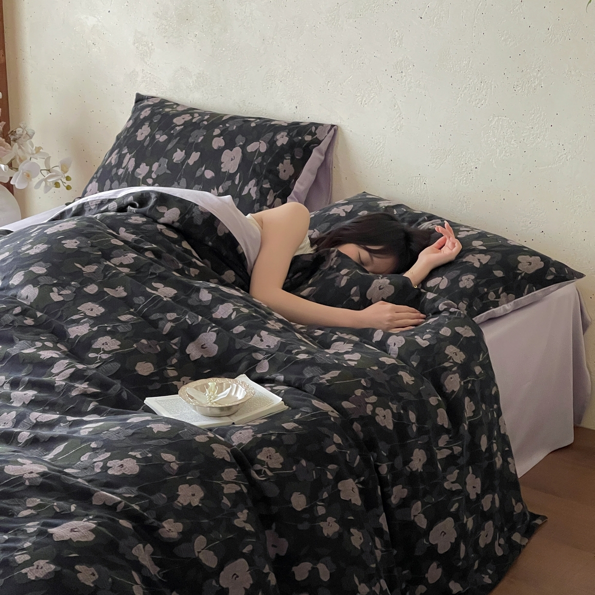 91家纺网 家纺一手货源 找家纺 云上 2026春夏新款全棉纯棉色织大提花四件套-邂逅（控价说明：活动后/券后售价不低于338，（建议参考定价408起） 邂逅-紫