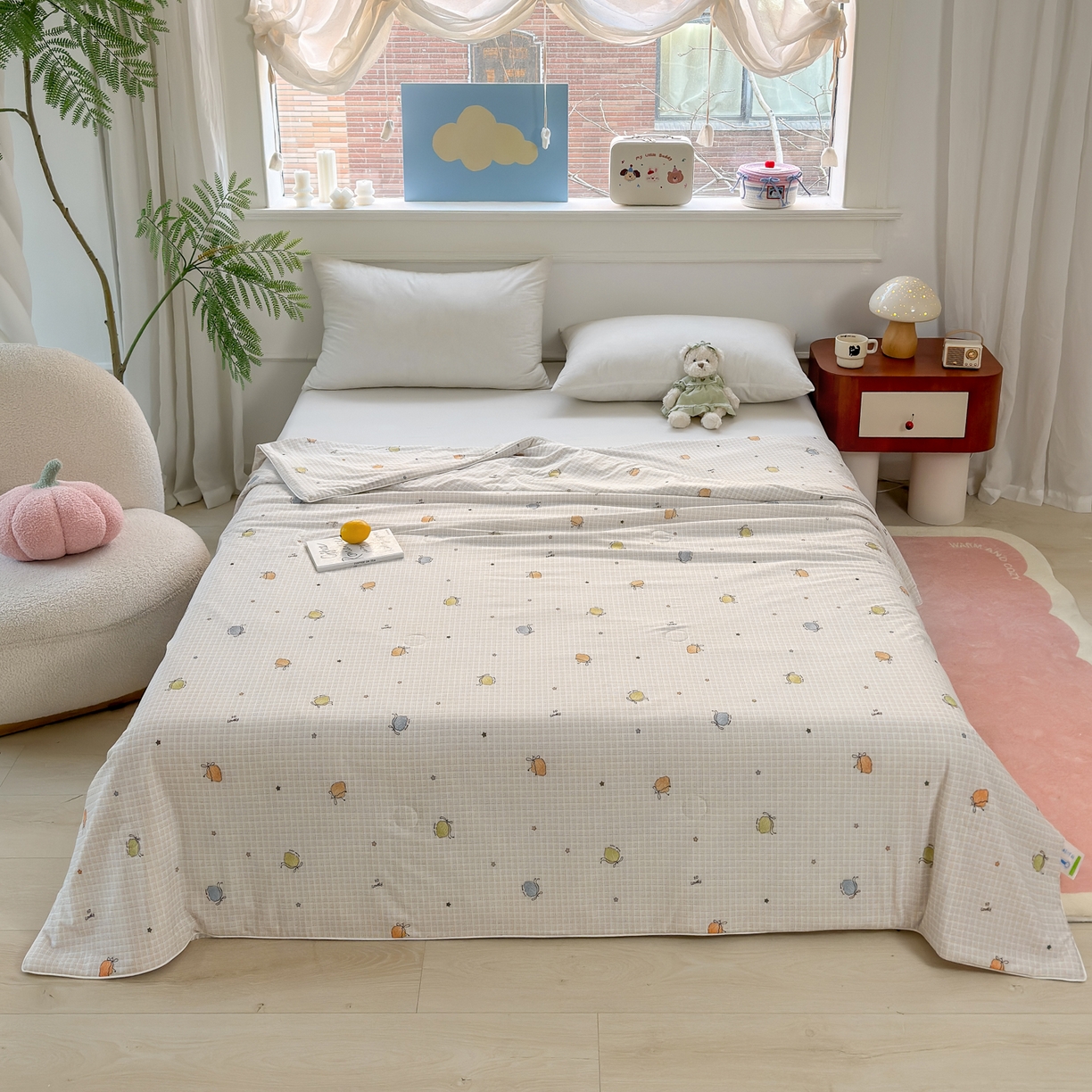 91家纺网 家纺一手货源 找家纺 雯雨家纺 2026新款A类凉感丝夏被夏凉被空调被 奶糯果趣