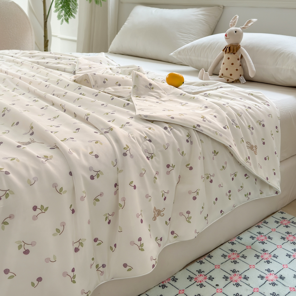 91家纺网 家纺一手货源 找家纺 雯雨家纺 2026新款A类凉感丝夏被夏凉被空调被 森屿小果