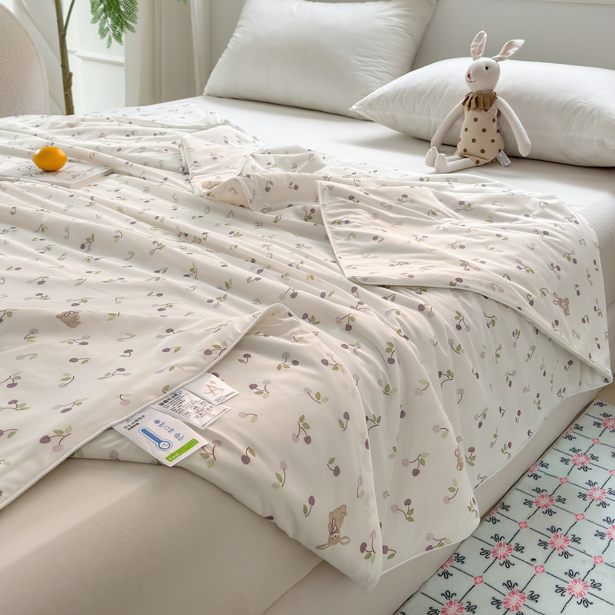 91家纺网 家纺一手货源 找家纺 雯雨家纺 2026新款A类凉感丝夏被夏凉被空调被 森屿小果