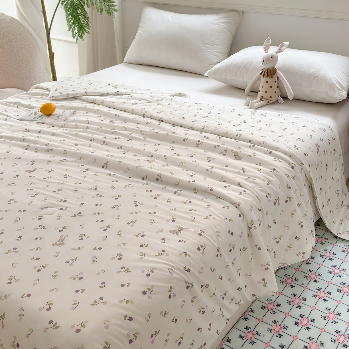 91家纺网 家纺一手货源 找家纺 雯雨家纺 2026新款A类凉感丝夏被夏凉被空调被 森屿小果