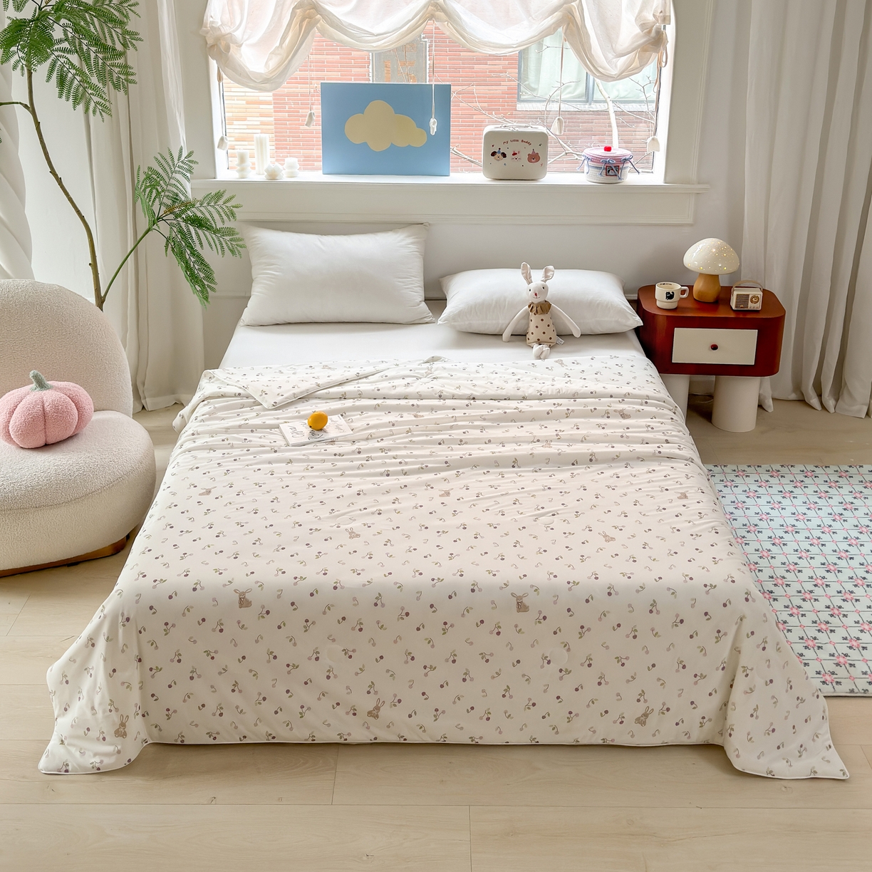 91家纺网 家纺一手货源 找家纺 雯雨家纺 2026新款A类凉感丝夏被夏凉被空调被 森屿小果