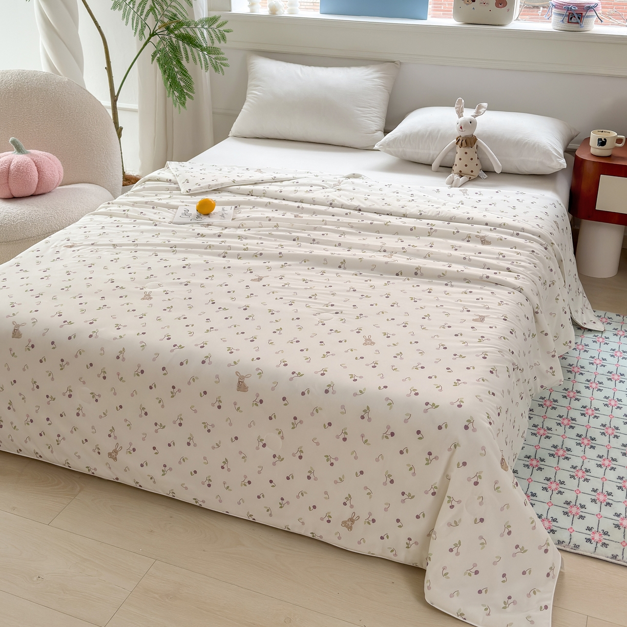 91家纺网 家纺一手货源 找家纺 雯雨家纺 2026新款A类凉感丝夏被夏凉被空调被 森屿小果