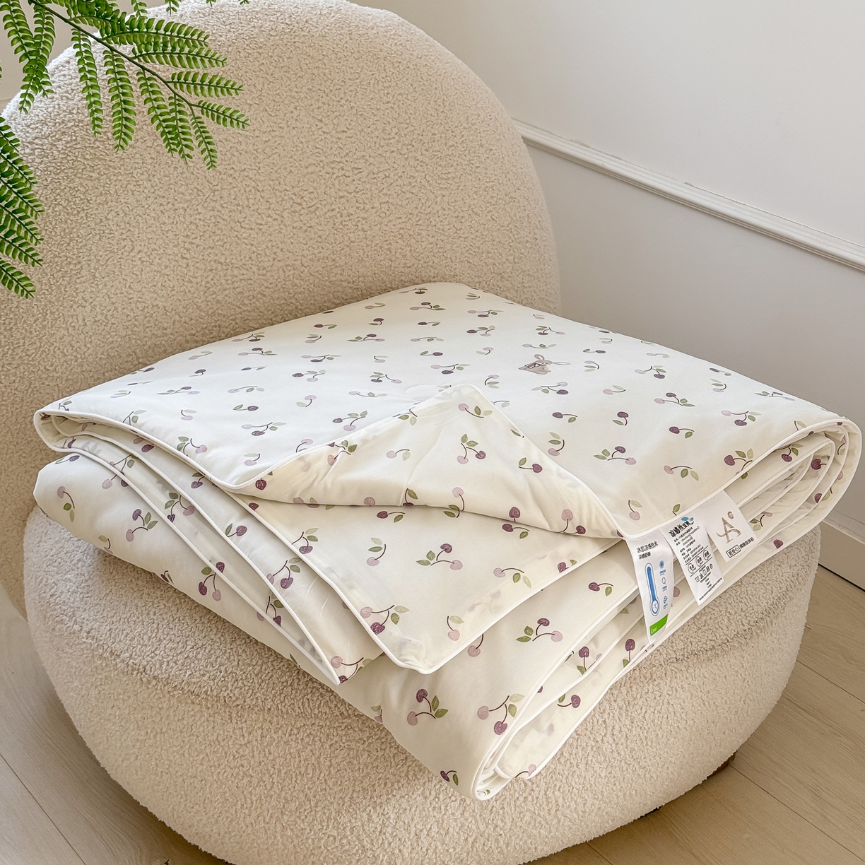 91家纺网 家纺一手货源 找家纺 雯雨家纺 2026新款A类凉感丝夏被夏凉被空调被 森屿小果