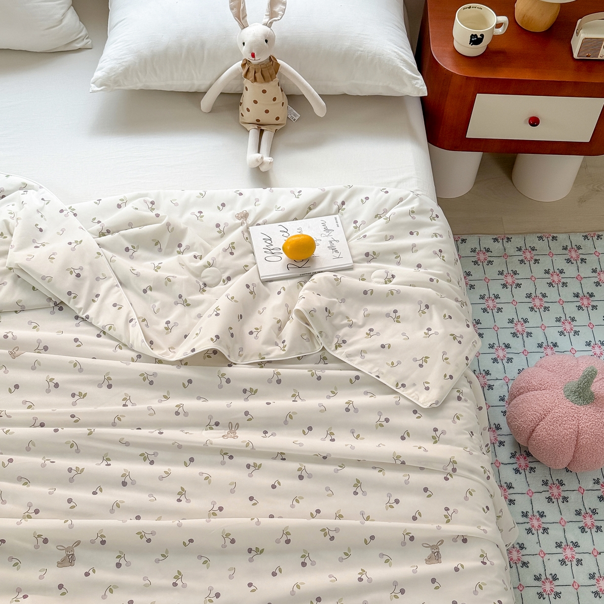 91家纺网 家纺一手货源 找家纺 雯雨家纺 2026新款A类凉感丝夏被夏凉被空调被 森屿小果